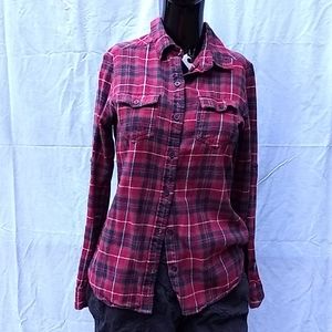 Burgundy plaid flannel